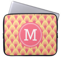 Personalized Geometric Pink Blush Monogram Computer Sleeve