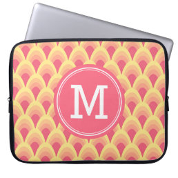 Personalized Geometric Pink Blush Monogram Laptop Sleeve