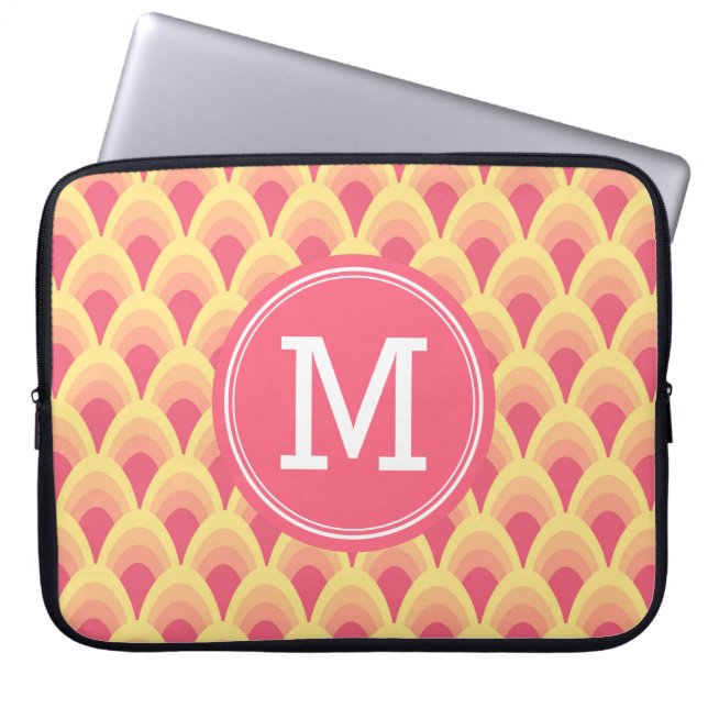 Personalized Geometric Pink Blush Monogram Laptop Sleeve (Front)