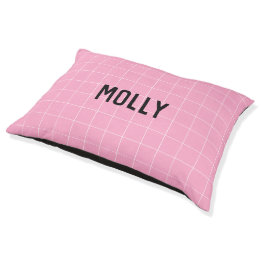 Personalized Geometric Pink Custom Name Pet Bed