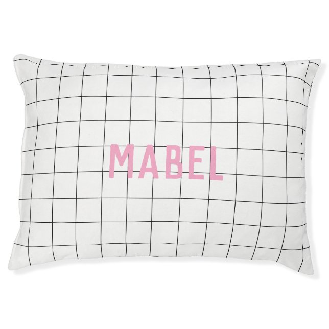 Personalized Geometric Pink Custom Name Pet Bed (Front)