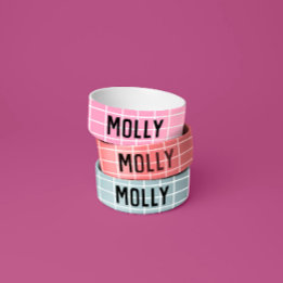 Personalized Geometric Pink Custom Name Pet Bowl