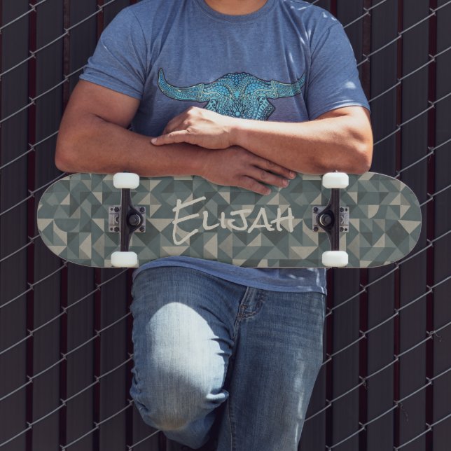Personalized Geometric Tile Skateboard Skate Deck (Outdoor 3)