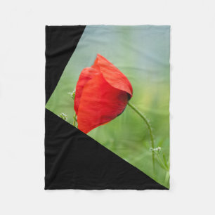 Personalized geometric tiling Photo on black color Fleece Blanket