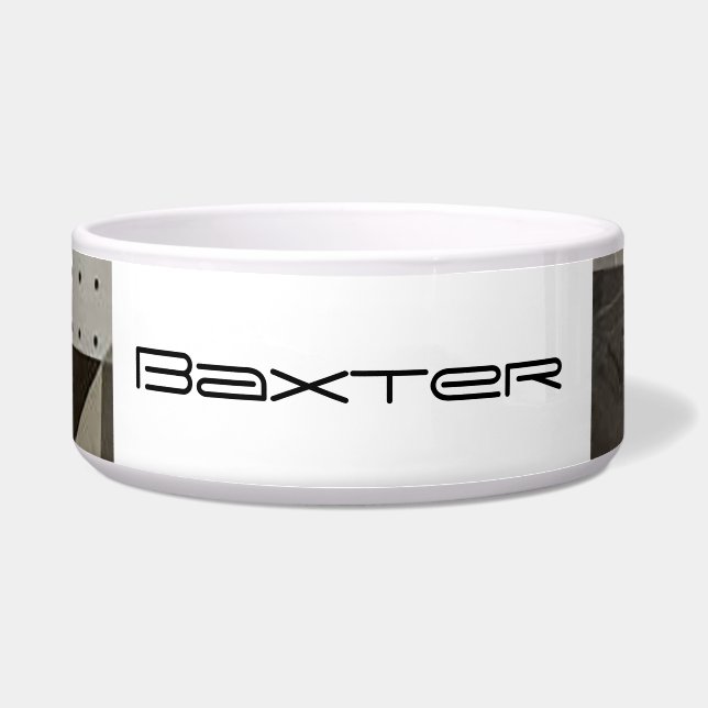 Personalized Geometric Tri-Color Dog Bowl (Front)