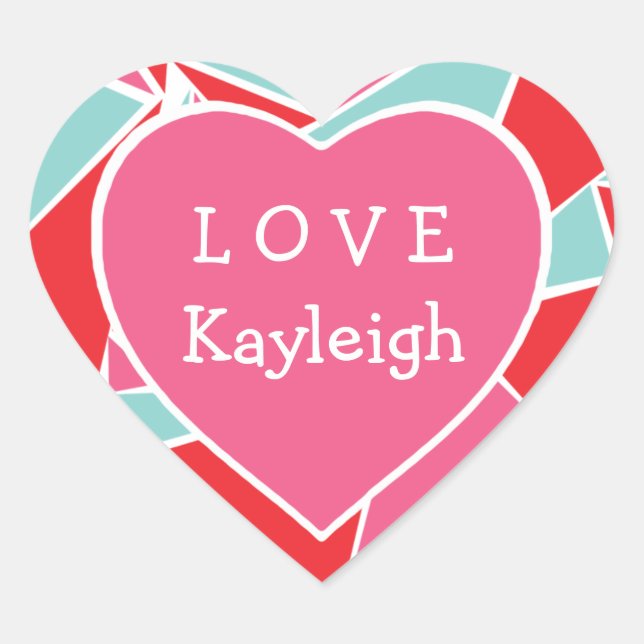Personalized Geometric Valentine's Day Stickers (Front)