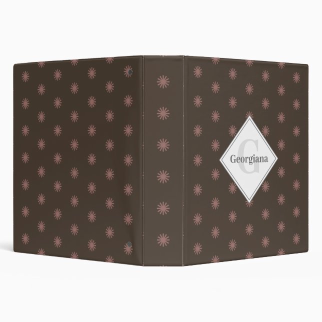 Personalized Geometric Warm Neutral Brown Suns 3 Ring Binder (Background)