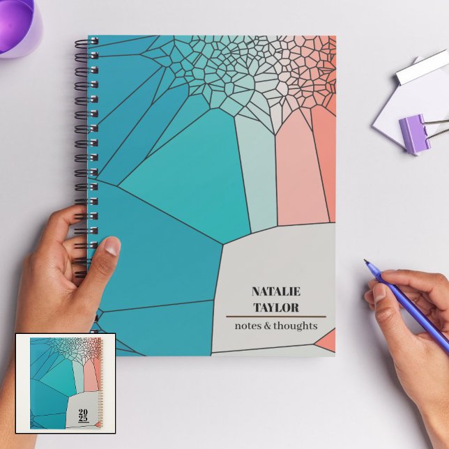 Personalized Geometric Weekly Planner | Modern (Voronoi Visions: A Gradient Glass Design Planner
)