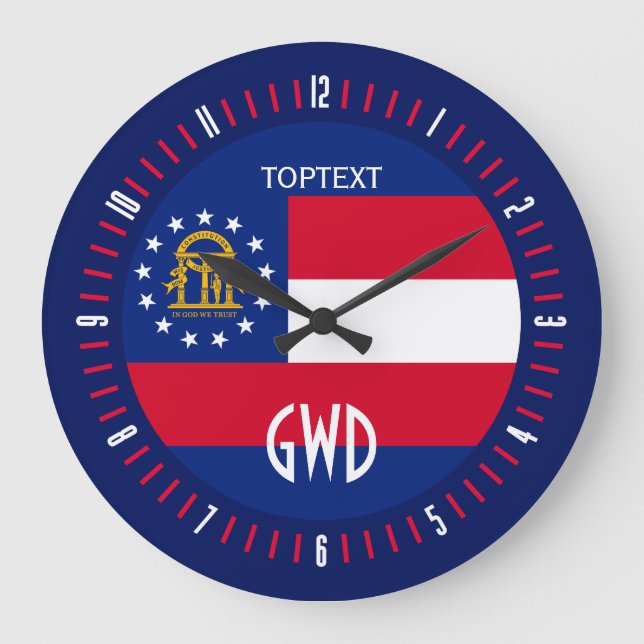Personalized Georgia State Flag Design on Large Clock (Front)