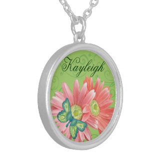 Personalized Gerber Daisy Silver Plated Necklace