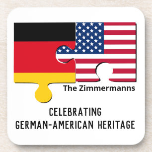 Personalized GERMAN AMERICAN Beverage Coaster