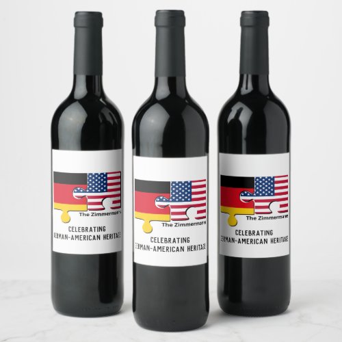 Personalized GERMAN AMERICAN  Wine Label