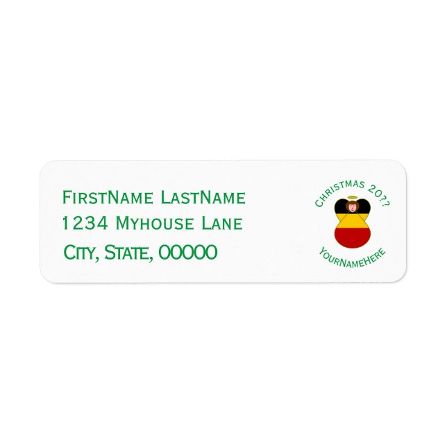 Personalized German Angel Christmas Flag Label (Front)