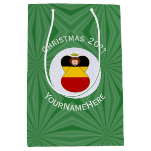 Personalized German Angel Christmas Flag Medium Gift Bag