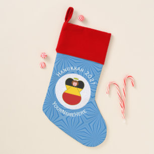 Personalized German Angel Hanukkah Flag  Christmas Stocking