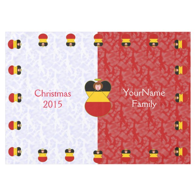 Personalized German Angel Red Hair Dressed in Flag Tablecloth (Front (Horizontal))