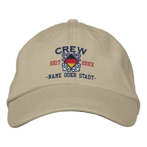 Personalized German Flag Nautical Crew Embroidered Baseball Cap