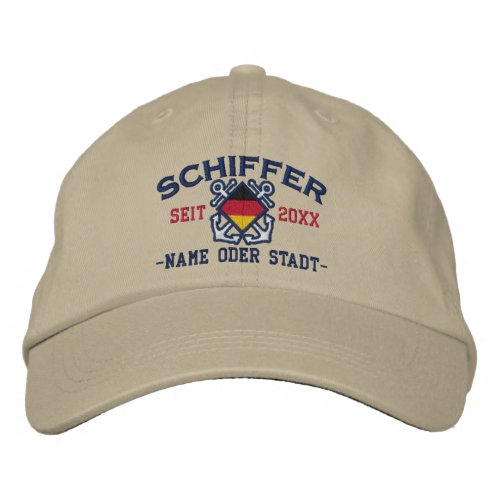 Personalized German Flag Skipper Nautical Embroidered Baseball Hat