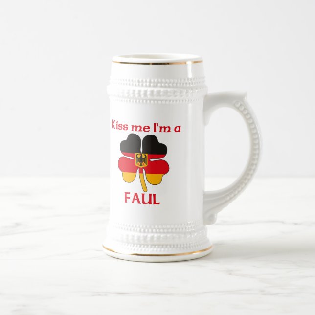 Personalized German Kiss Me I'm Faul Beer Stein (Right)