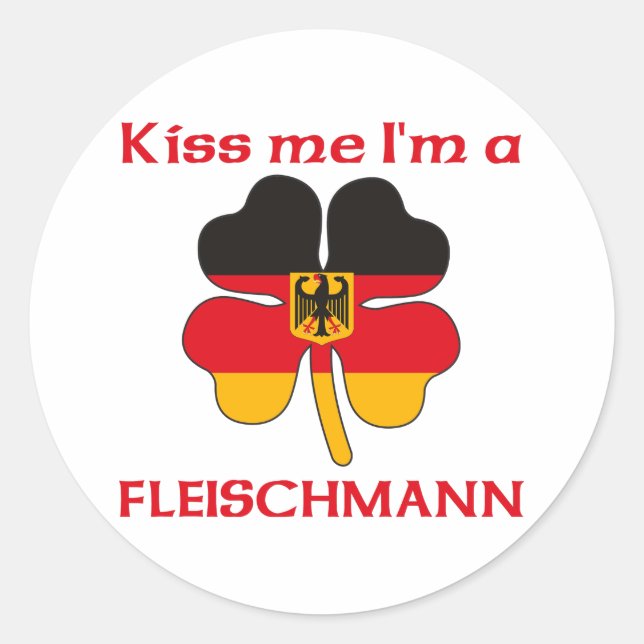 Personalized German Kiss Me I'm Fleischmann Classic Round Sticker (Front)