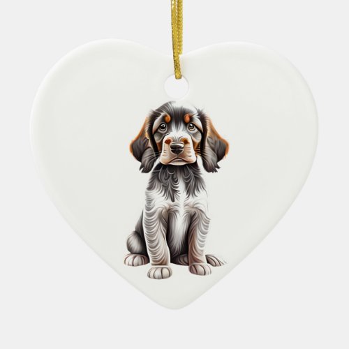Personalized German Longhaired Pointer Puppy Ceramic Ornament