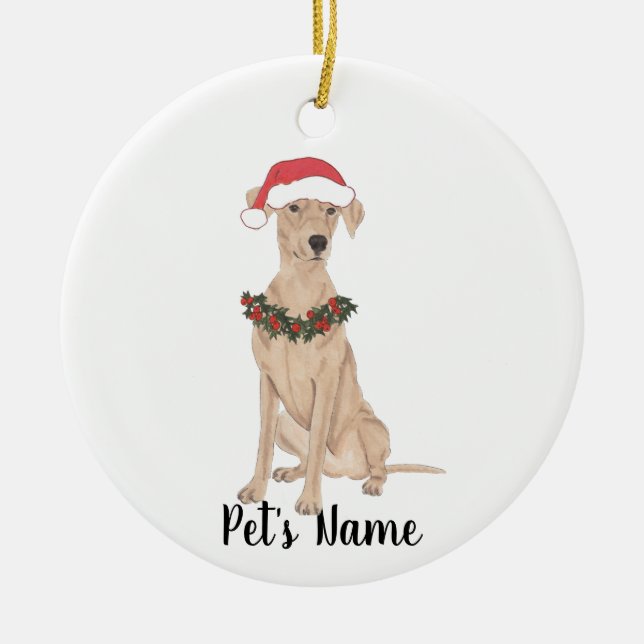 Personalized German Pinscher Christmas Ceramic Ornament (Front)