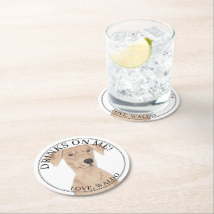 Personalized German Pinscher Wedding Round Paper Coaster