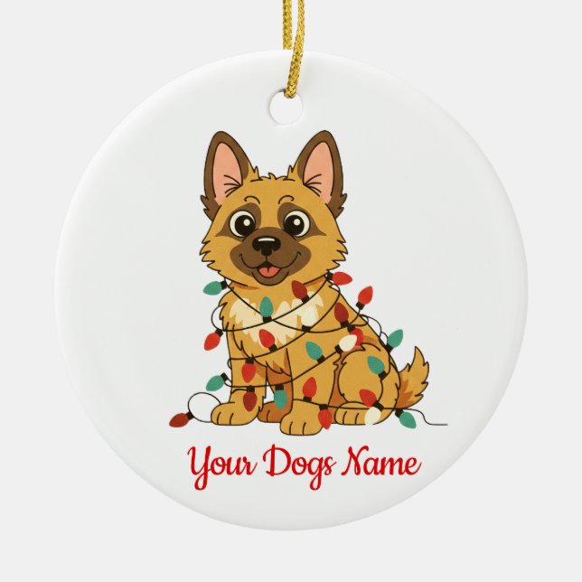 Personalized German Shepard Christmas Ornament (Front)