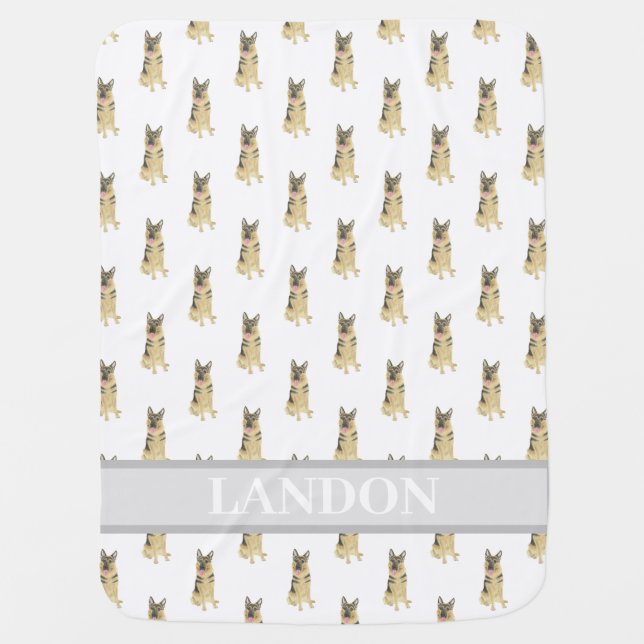 Personalized German Shepherd Baby Blanket (Front)
