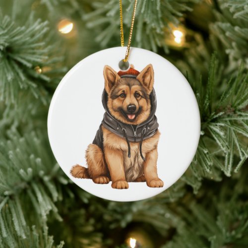 Personalized German Shepherd Dog Art Ceramic Ornament