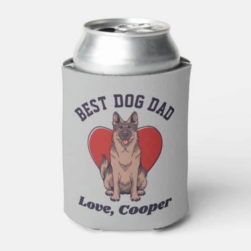 Personalized German Shepherd Dog Dad Custom Text Can Cooler