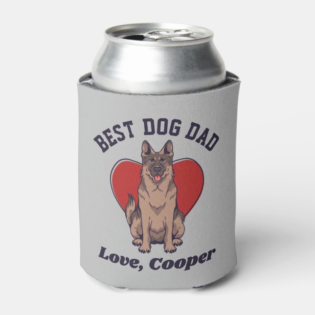 Personalized German Shepherd Dog Dad Custom Text Can Cooler (Can Front)