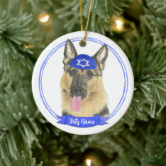 Personalized German Shepherd Dog Hanukkah Ceramic Ornament at Zazzle