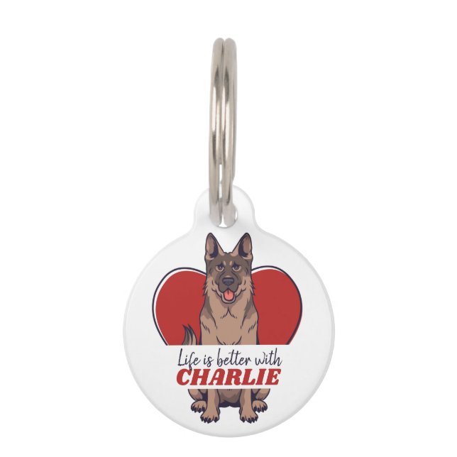 Personalized German Shepherd Dog Lover Custom Name Pet ID Tag (Front)