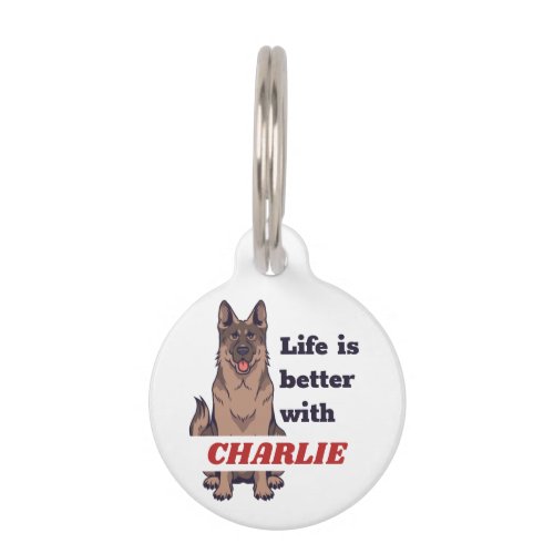 Personalized German Shepherd Dog Lover Custom Text Pet ID Tag