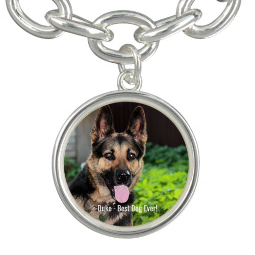 Personalized German Shepherd Dog Photo Dog Name Charm Bracelet