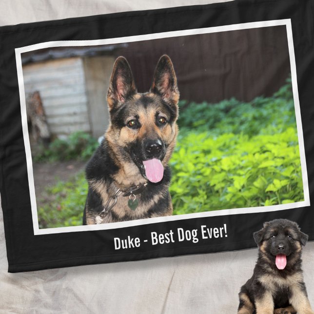 Personalized German Shepherd Dog Photo, Dog Name Fleece Blanket (Creator Uploaded)
