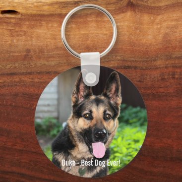 Personalized German Shepherd Dog Photo, Dog Name Keychain