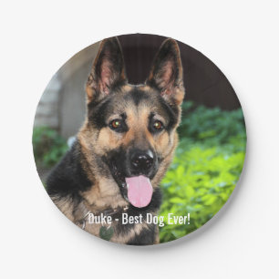 Personalized German Shepherd Dog Photo, Dog Name Paper Plates