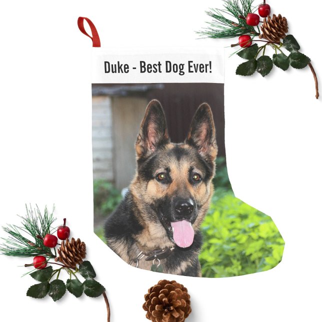 Personalized German Shepherd Dog Photo, Dog Name Small Christmas Stocking (Creator Uploaded)