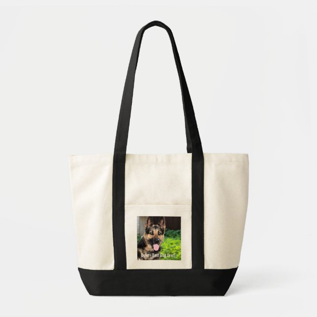 Personalized German Shepherd Dog Photo, Dog Name Tote Bag (Front)