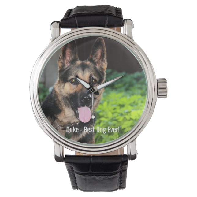 Personalized German Shepherd Dog Photo, Dog Name Watch (Front)