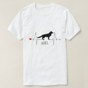 Personalized German Shepherd Love Dog Heart Beat T-Shirt