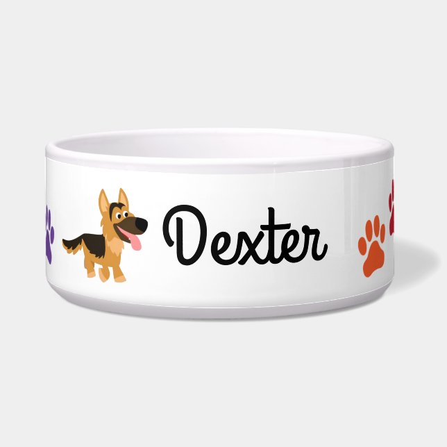 Personalized German Shepherd pet bowl (Front)