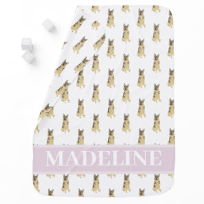 Personalized German Shepherd Pink Baby Blanket