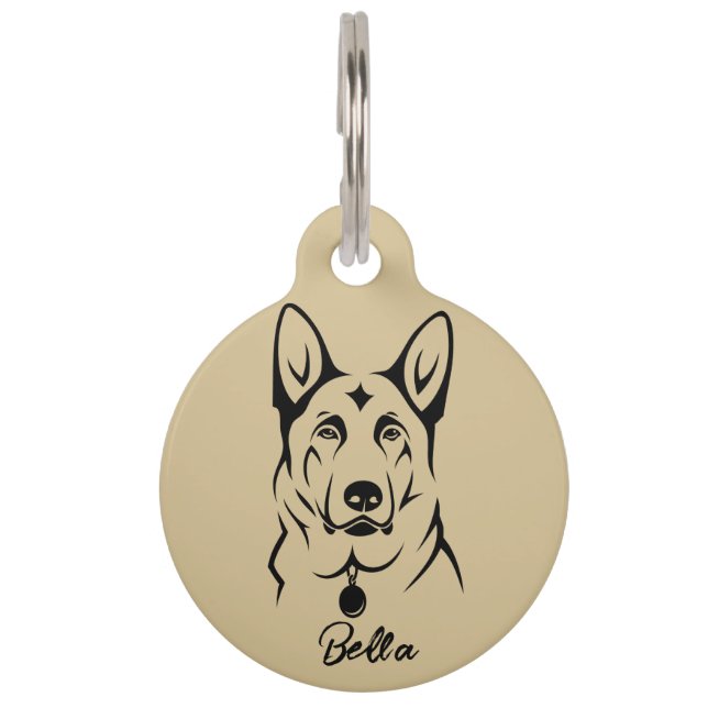 Personalized German Shepherd Round Pet Tag (Front)