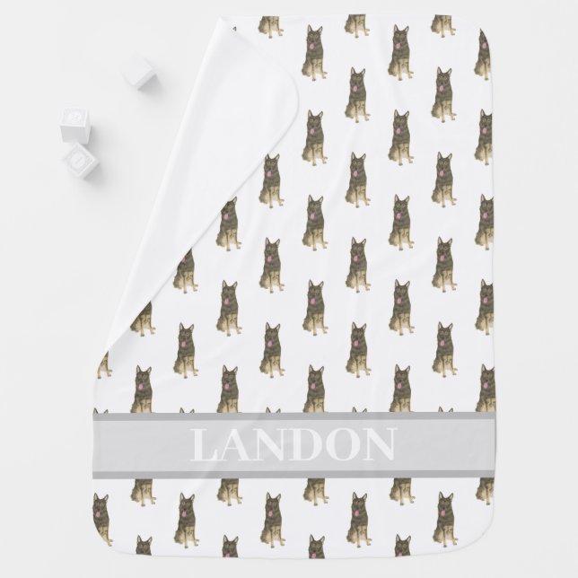 Personalized German Shepherd (Sable) Baby Blanket (In Situ)