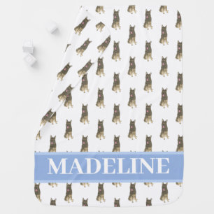 Personalized German Shepherd (Sable) Pink Baby Blanket