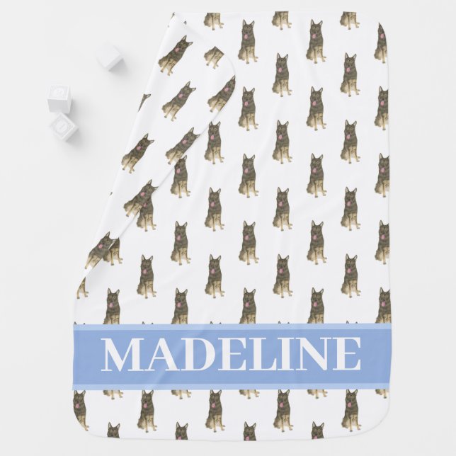Personalized German Shepherd (Sable) Pink Baby Blanket (In Situ)