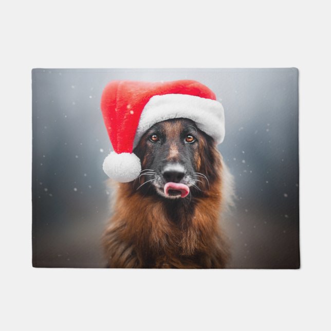 Personalized German Shepherd Santa Doormat (Front)